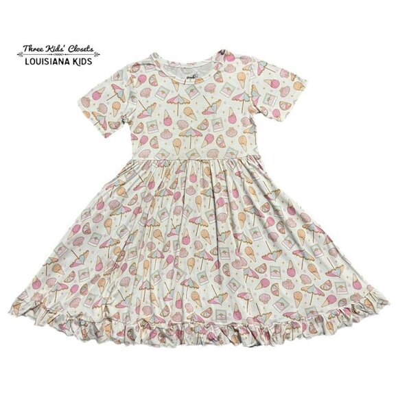 Dreamy ZZZ by Dream Big Little Co. 7-8T Bamboo Summer Dreamin' Ruffle Dress